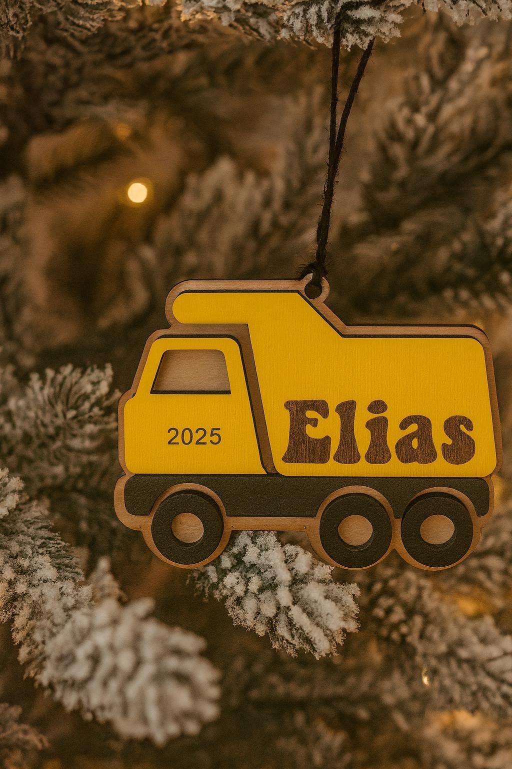 Dump Truck Personalized Wood Christmas Ornament