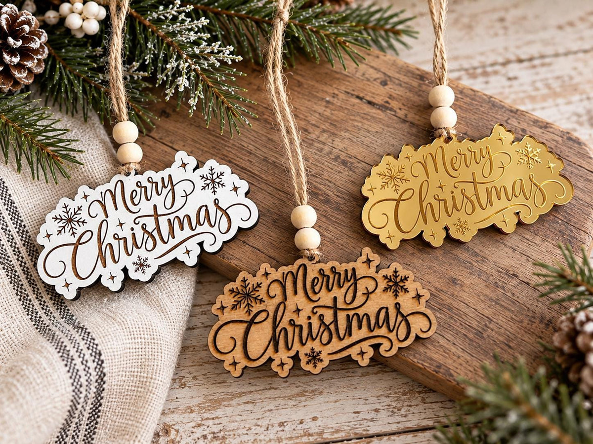 Merry Christmas Wood or Acrylic Christmas Ornament