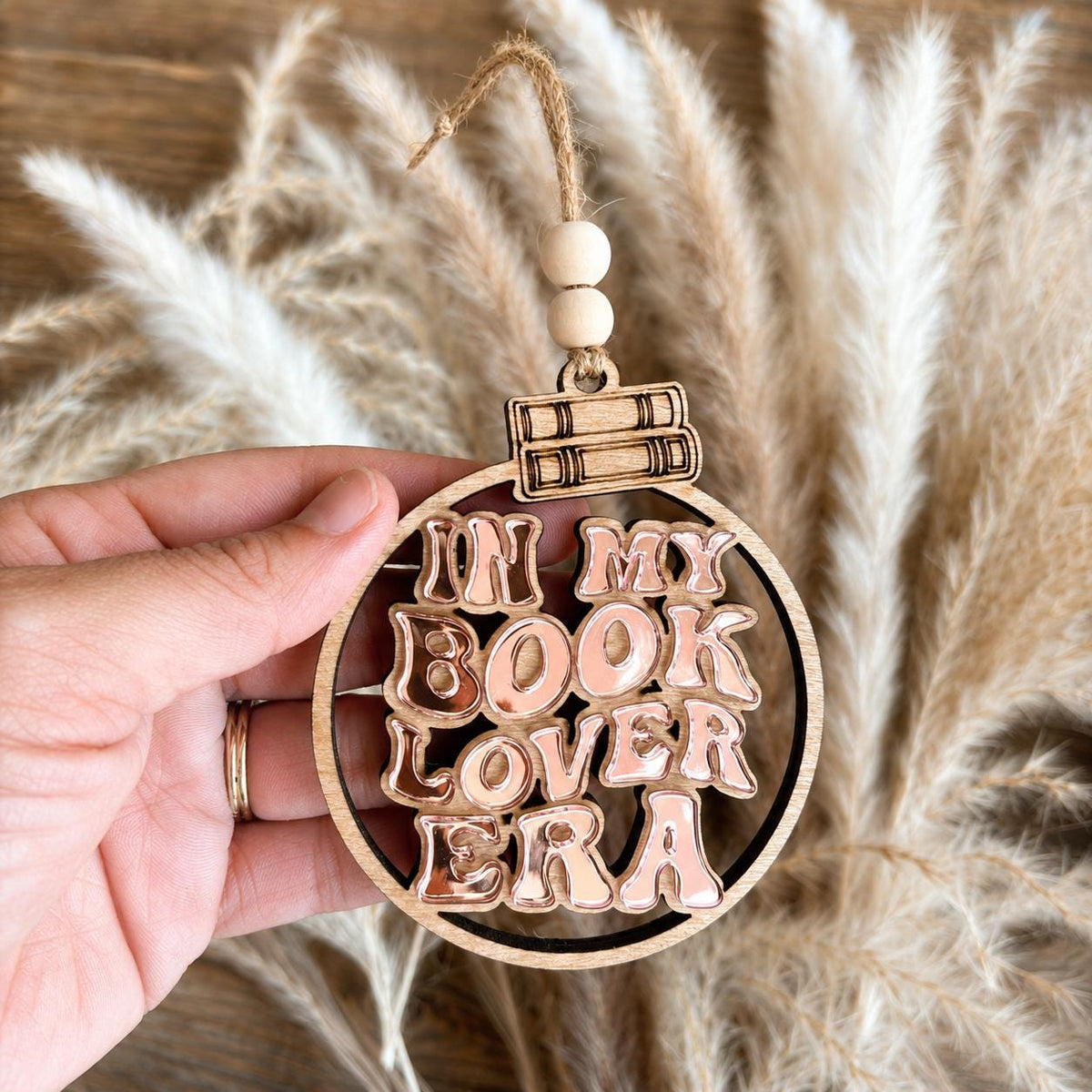 Book Lover Wood and Acrylic Christmas Ornament