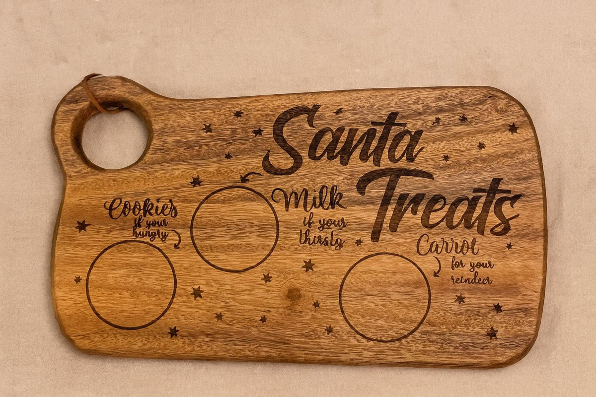 Engraved Acacia Wood Santa's Treats Board