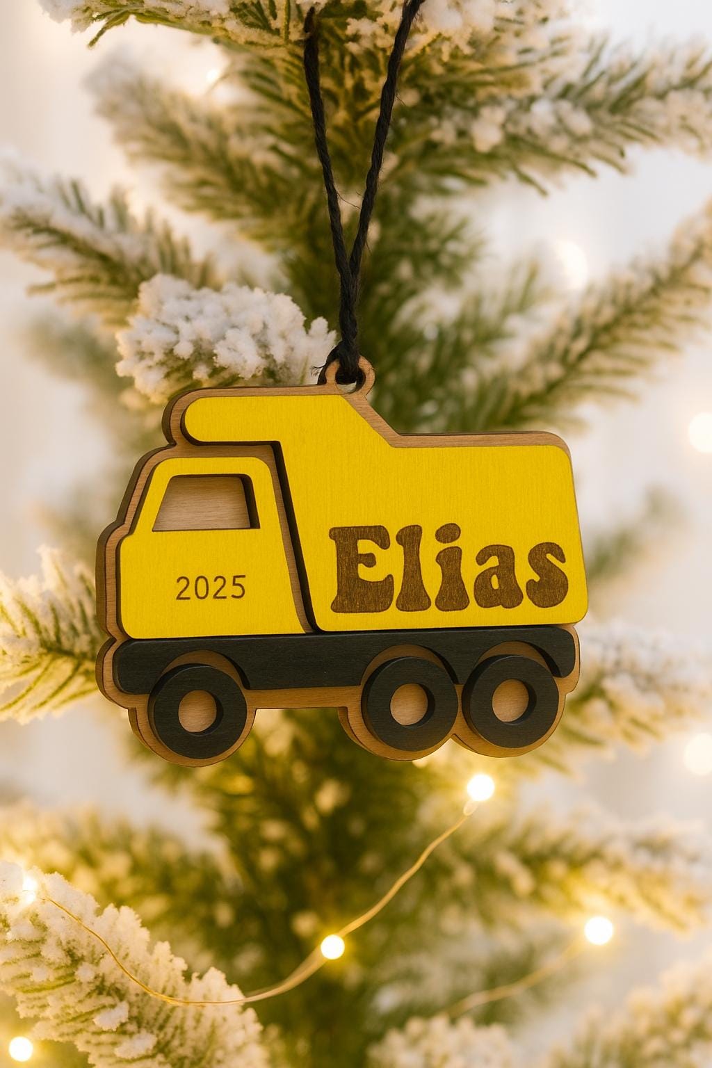 Dump Truck Personalized Wood Christmas Ornament