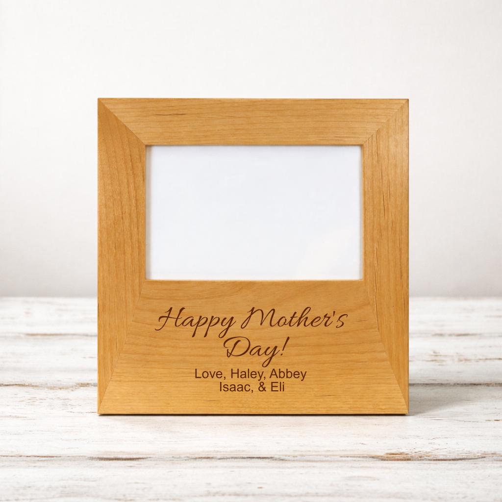 Personalized Engraved Wood Picture Frame | Mother's Day Keepsake