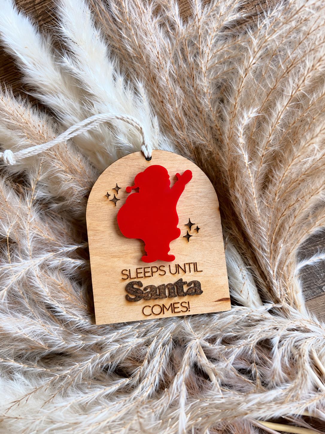 Santa Countdown Wood Christmas Ornament