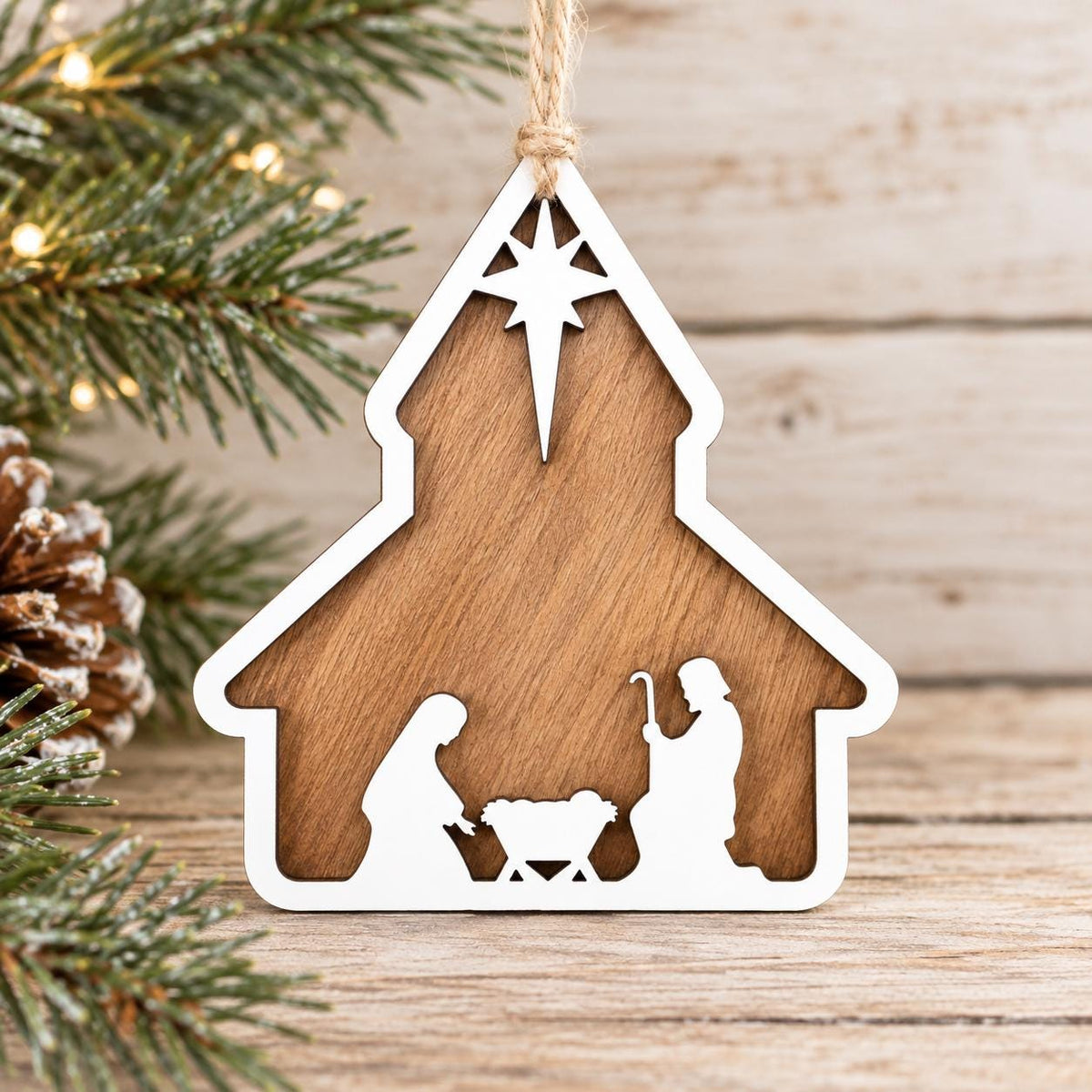 Nativity, Noel, & Silent Night Wood Christmas Ornaments