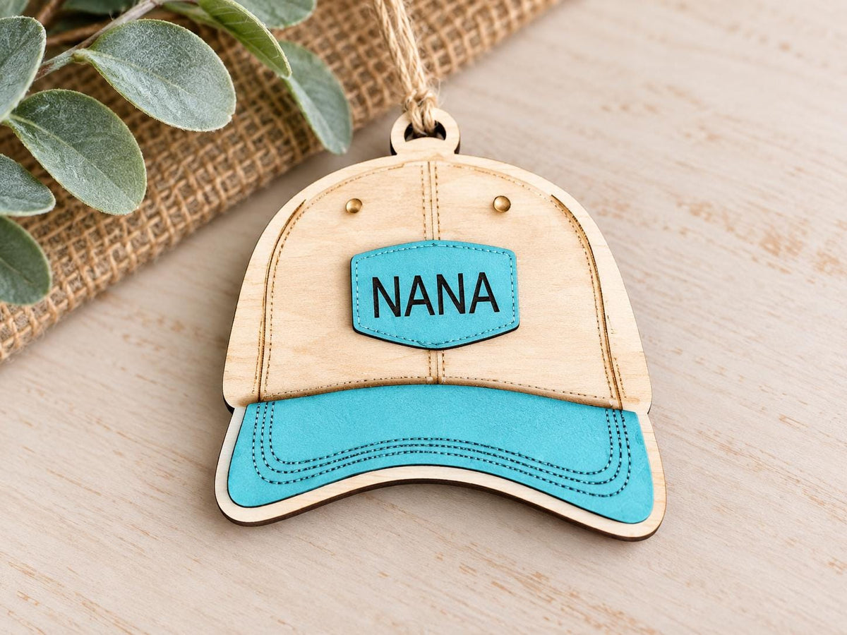 Baseball Cap Personalized Wood Christmas Ornament