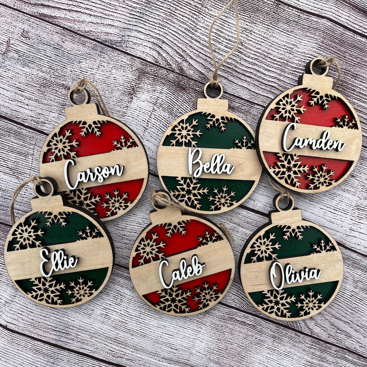 Snowflake Personalized Wood Christmas Ornament