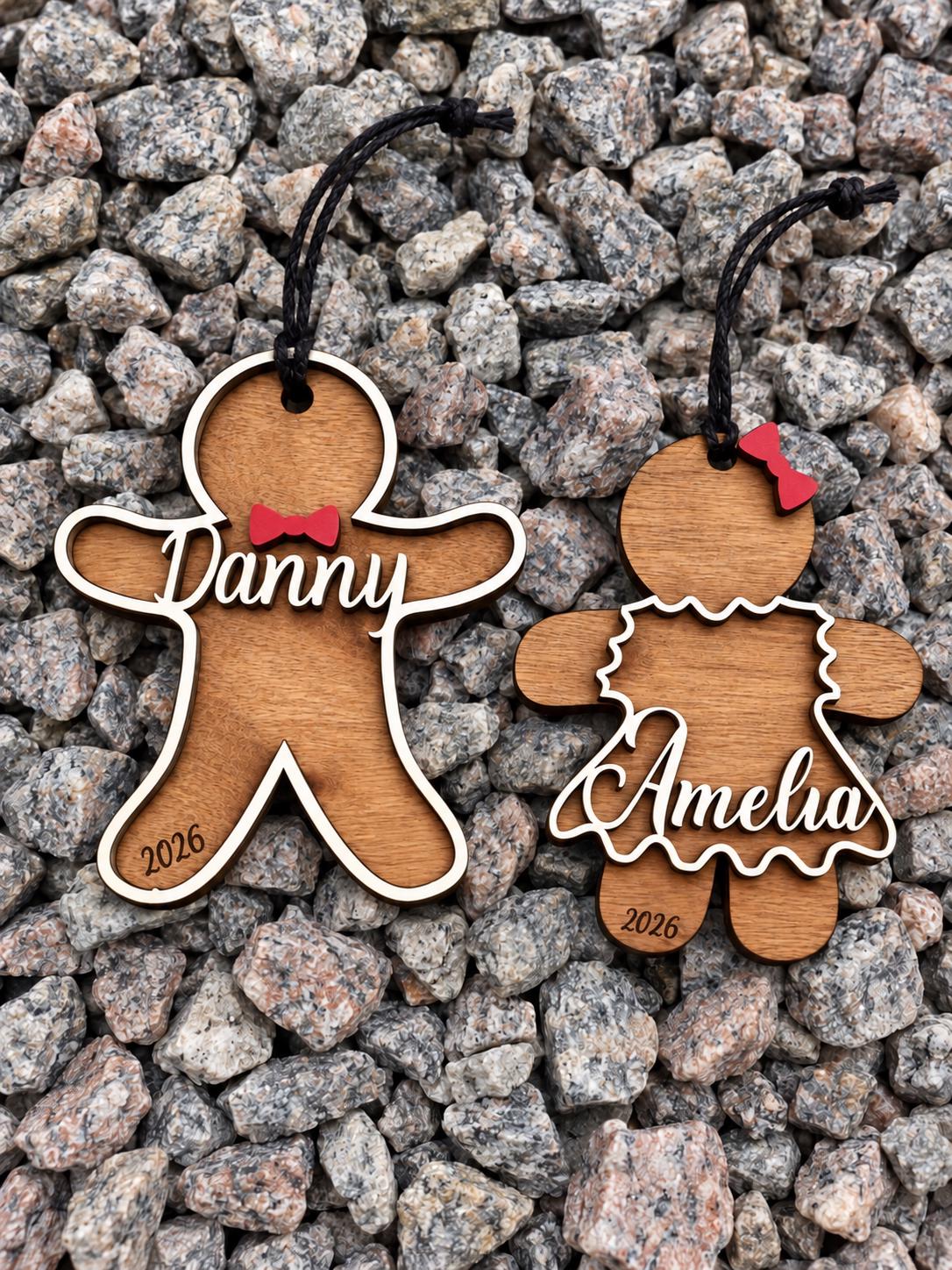Gingerbread Personalized Wood Christmas Ornament