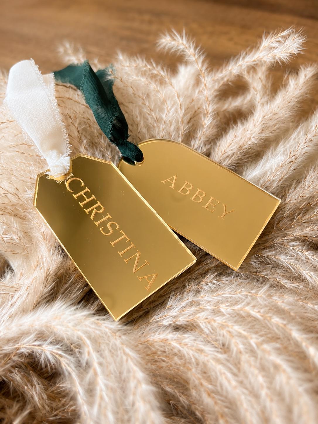 Gift Tag/Christmas Ornament Mirrored Gold Acrylic