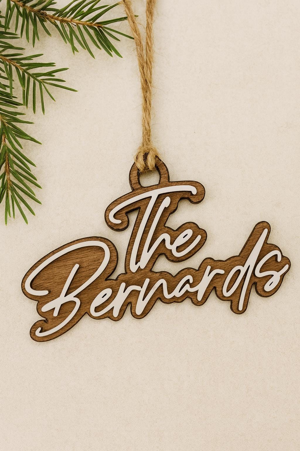 Last Name Personalized Wood Christmas Ornament