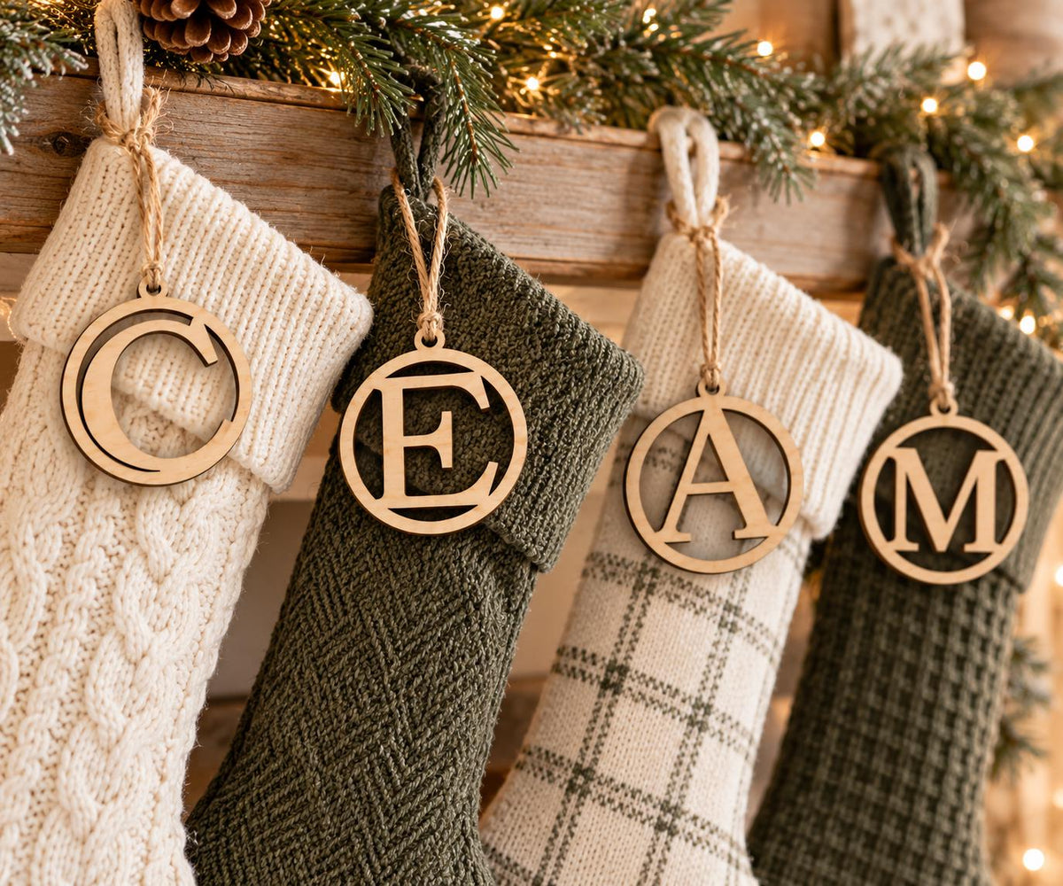 Initial Personalized Wood Christmas Gift Tag or Ornament