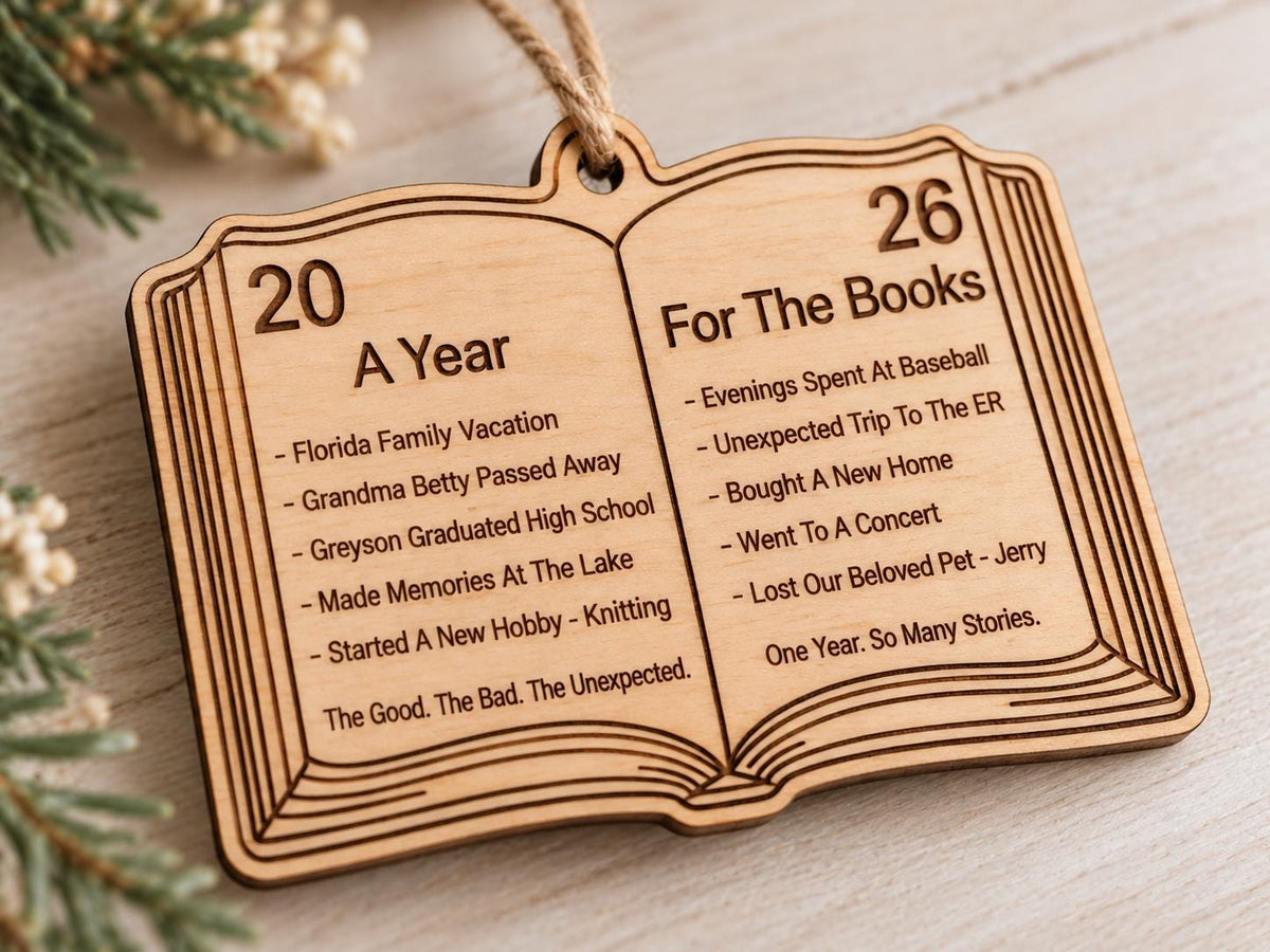 Book Personalized Wood Christmas Ornament
