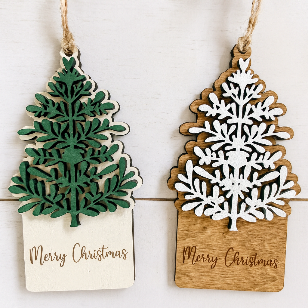 Rustic Layered Christmas Tree Ornaments