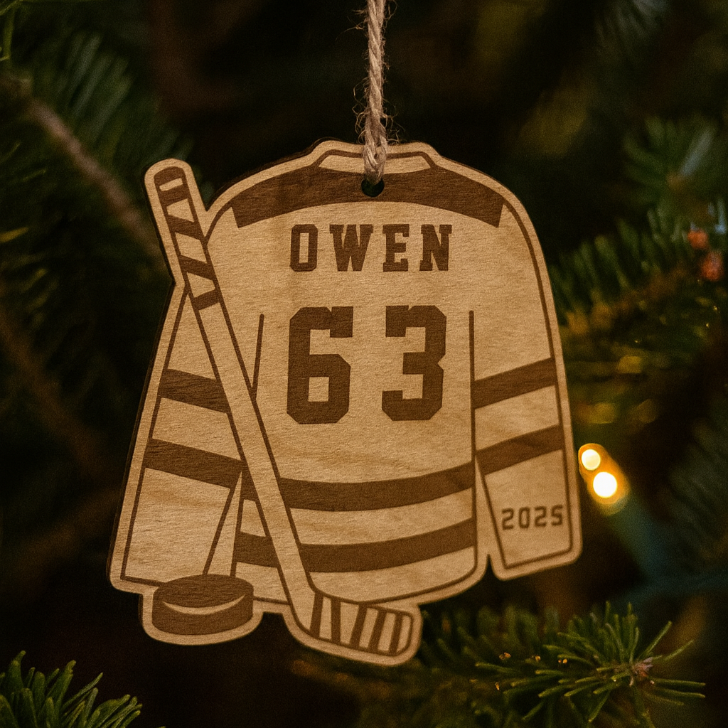 Personalized Wood Hockey Jersey Ornament