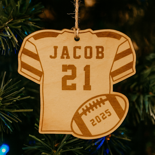 Personalized Wood Football Jersey Ornament