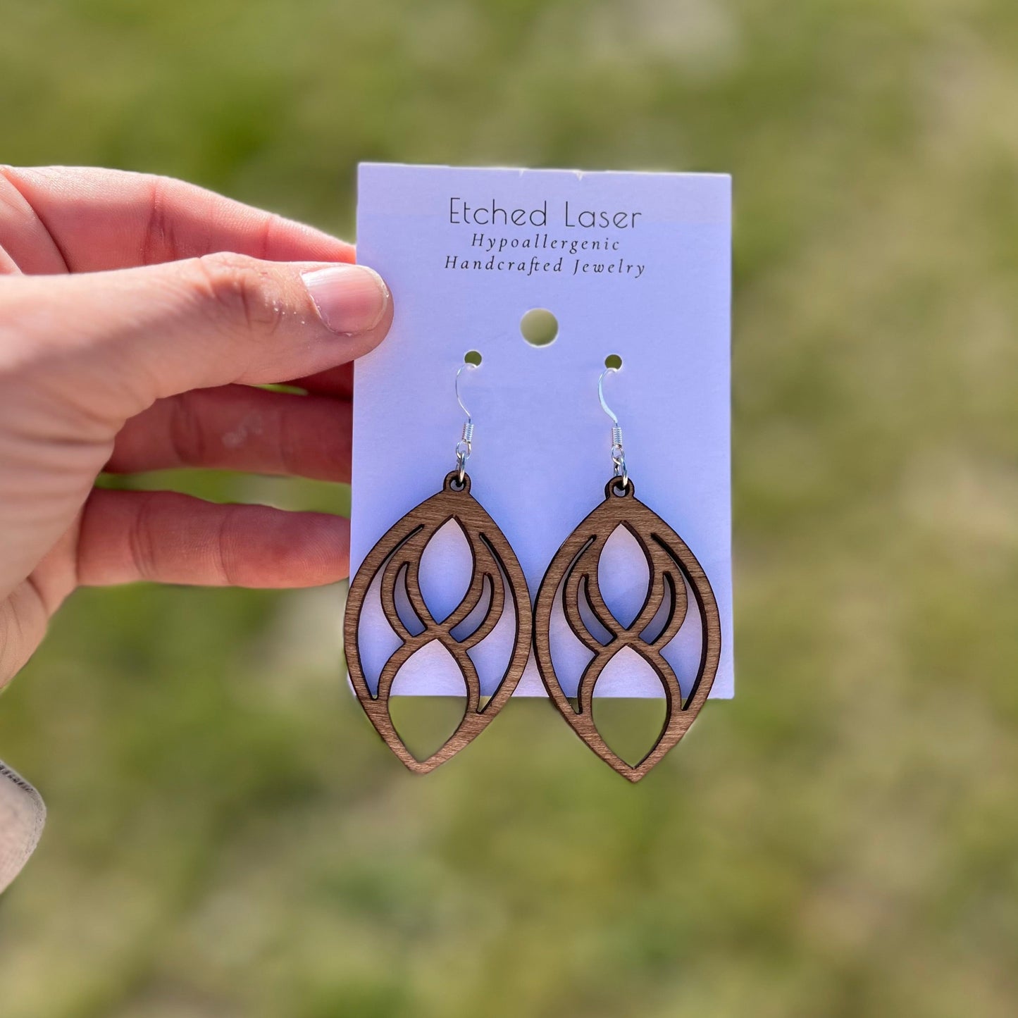 Laser Cut Wooden Leaf Earrings