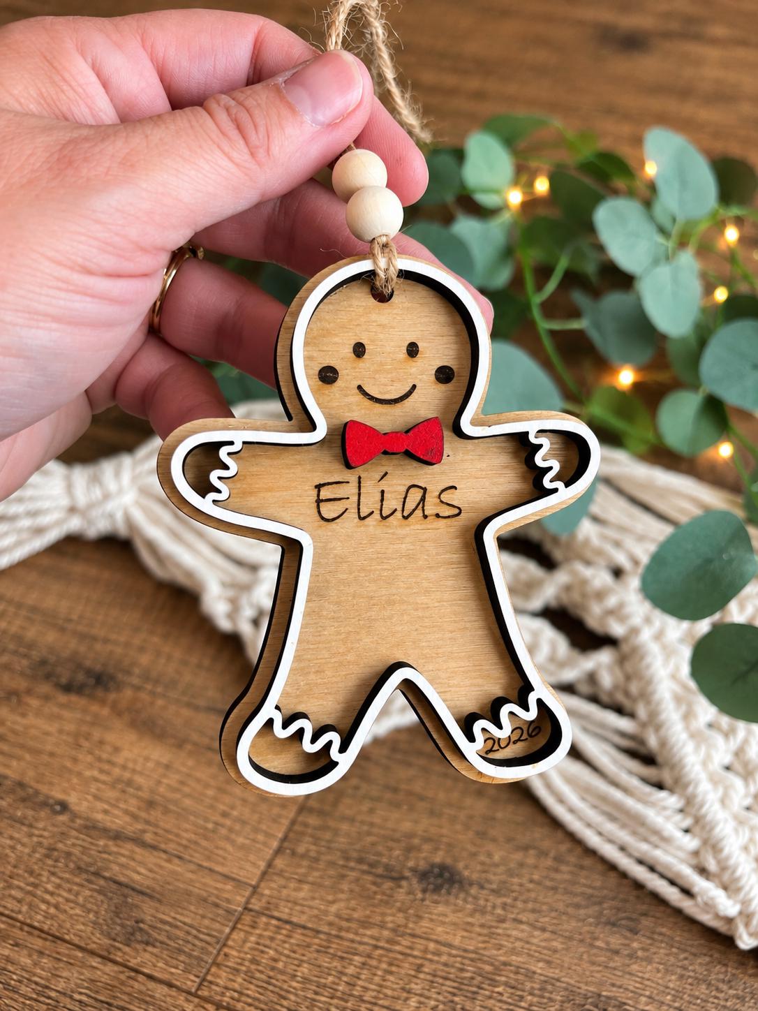 Gingerbread Personalized Wood Christmas Ornament