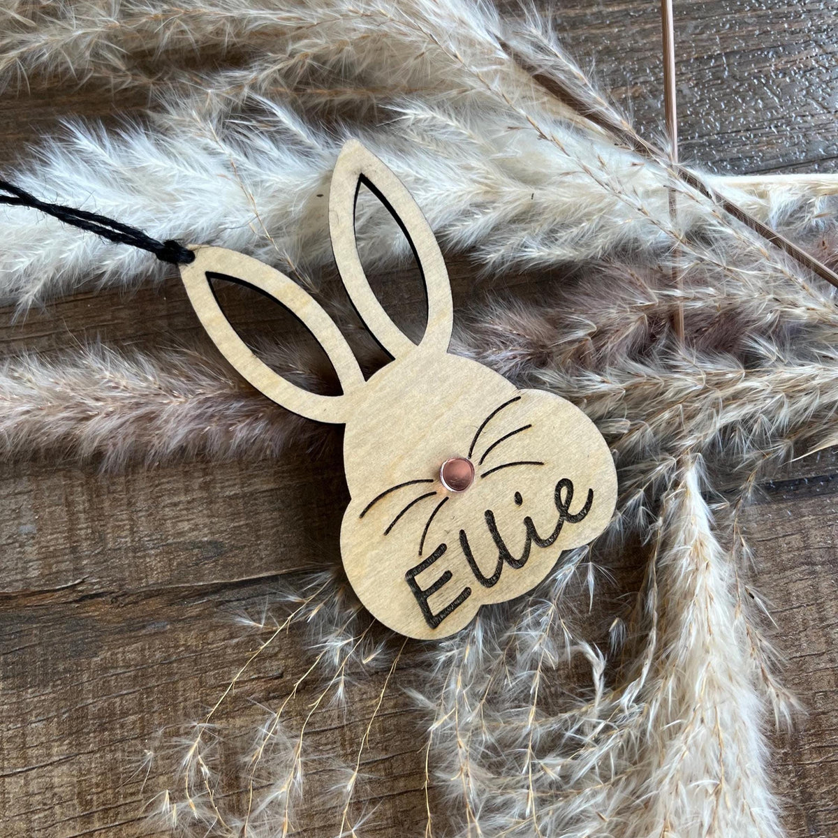 Personalized Wooden Bunny Easter Tag | Laser Engraved Name Keepsake Ornament