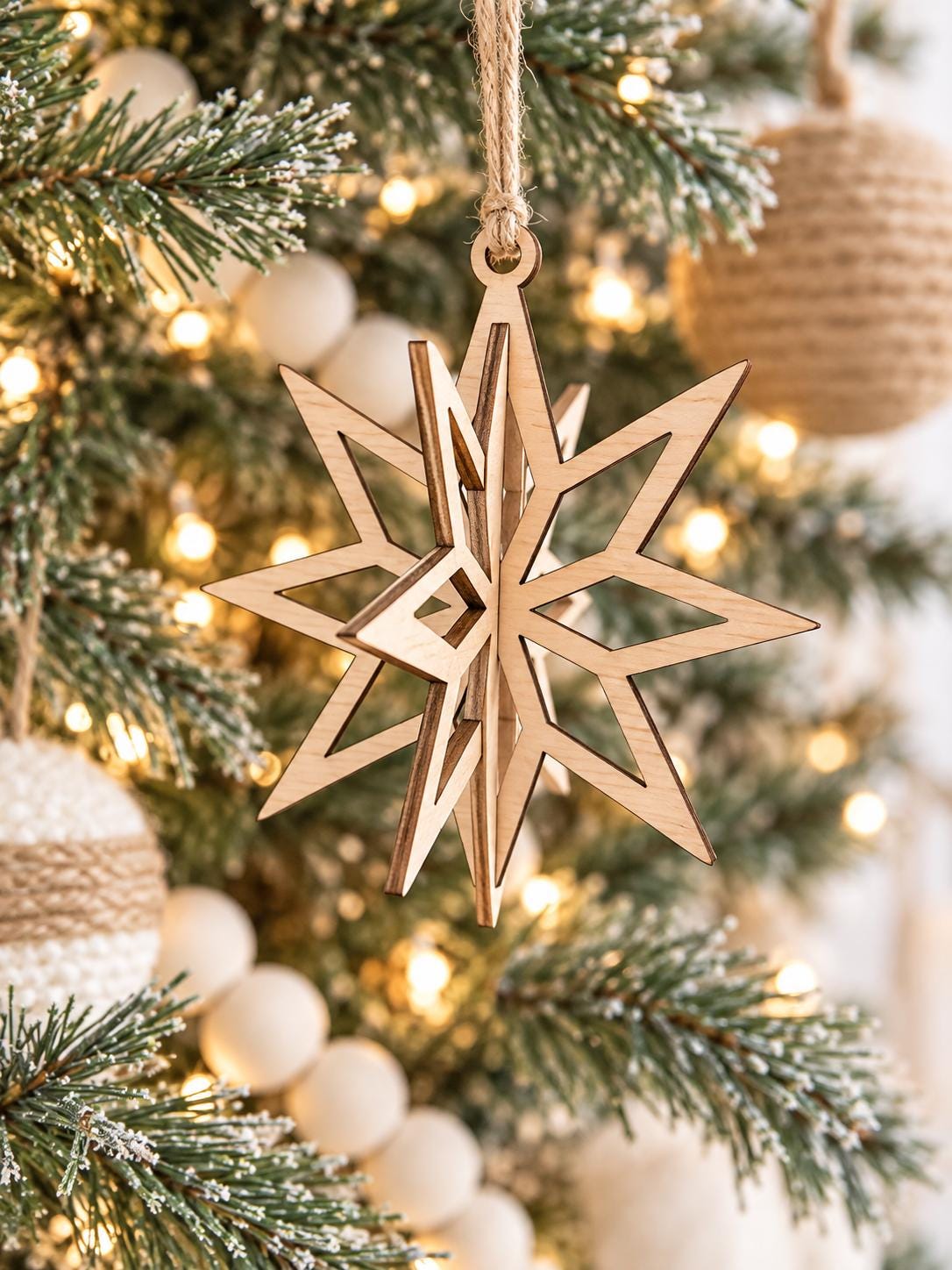 3D Wooden Star Christmas Ornament