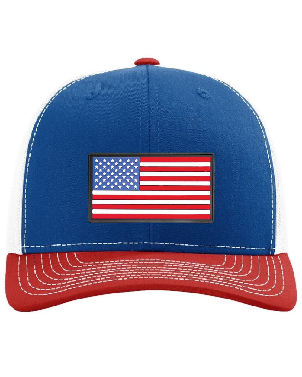 American Flag Rubber Patch Trucker Hat