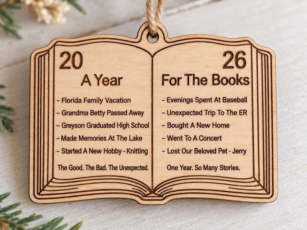 Book Personalized Wood Christmas Ornament