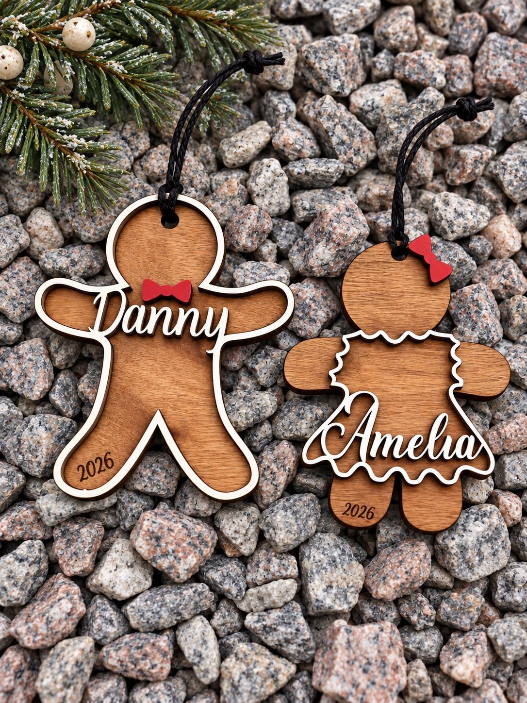 Gingerbread Personalized Wood Christmas Ornament