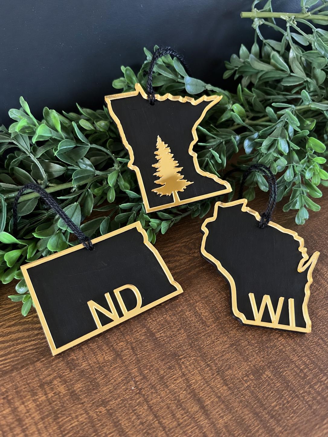 State Personalized Wood & Acrylic Christmas Ornament