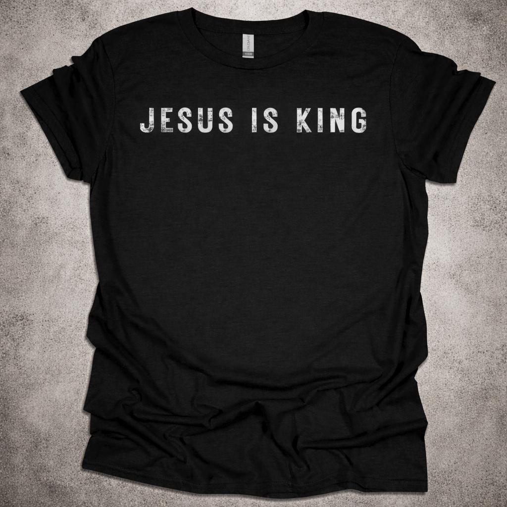 Jesus Is King Distressed Christian Graphic Tee | Unisex Faith Apparel