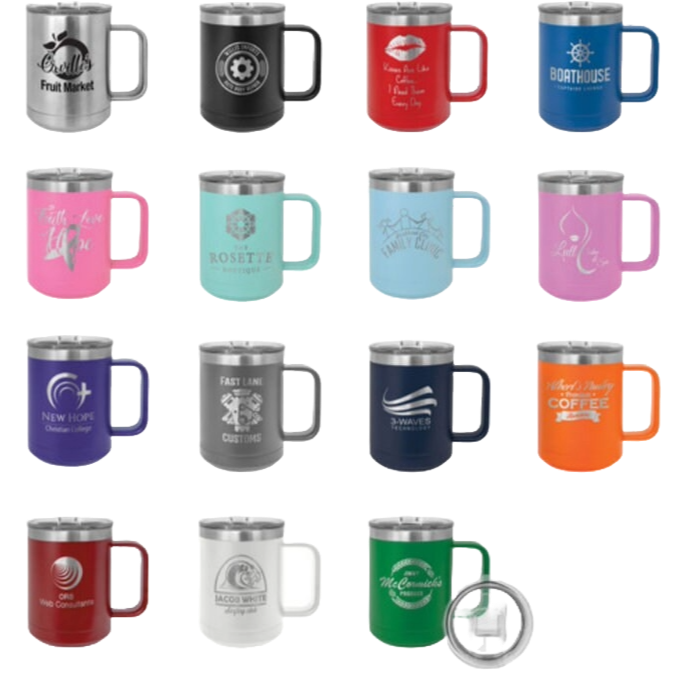 15 oz engraved tumbler with handle
