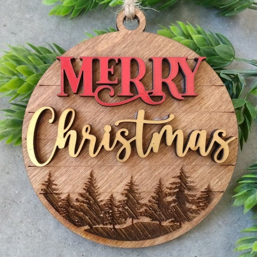 Merry Christmas Wood Ornament