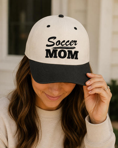 Embroidered Soccer Mom Hat | Two-Tone Baseball Cap, Game Day Apparel