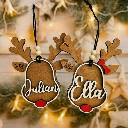 Reindeer Personalized Wood Christmas Ornament