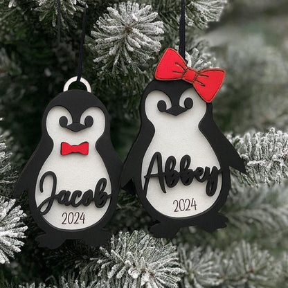 Penguin Personalized Wood Christmas Ornament