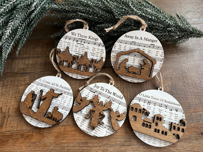 Christmas Ornament – Music Sheet Nativity Scene