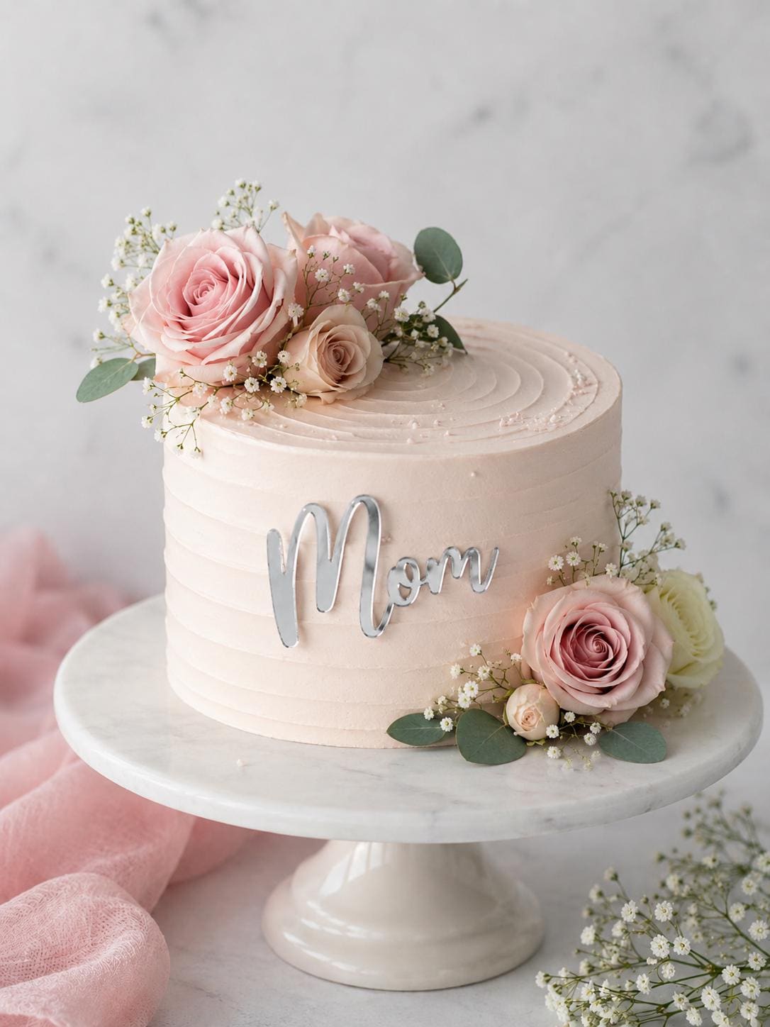 Personalized Mom Cake Topper | Rose Gold Acrylic Script Charm