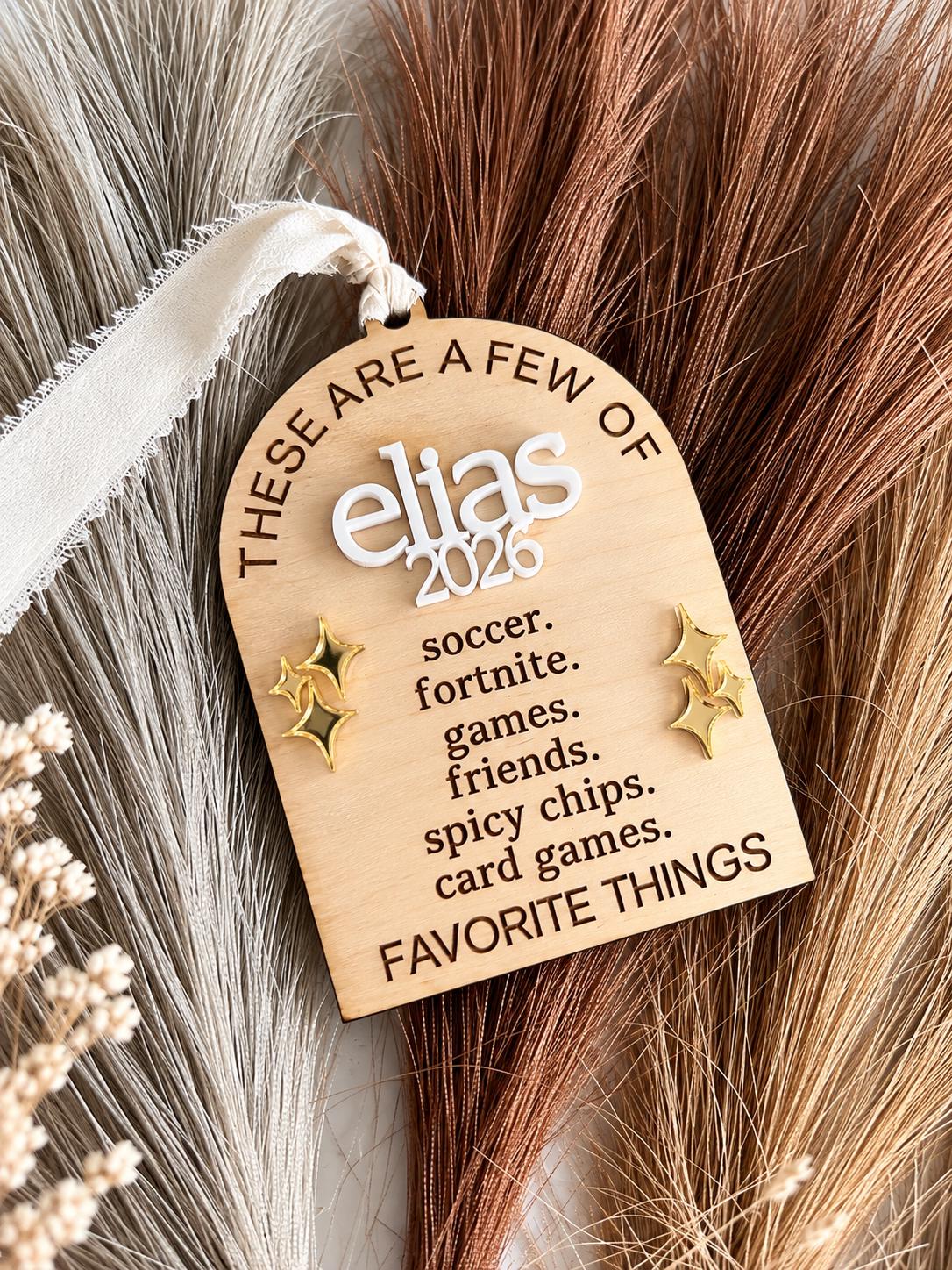 Favorite Things Personalized Wood Christmas Ornament