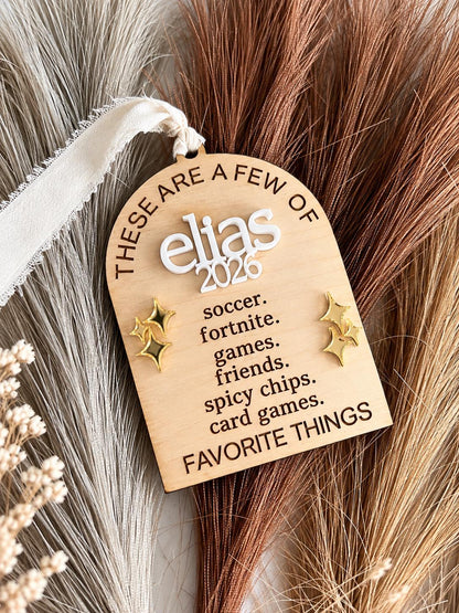 Favorite Things Personalized Wood Christmas Ornament