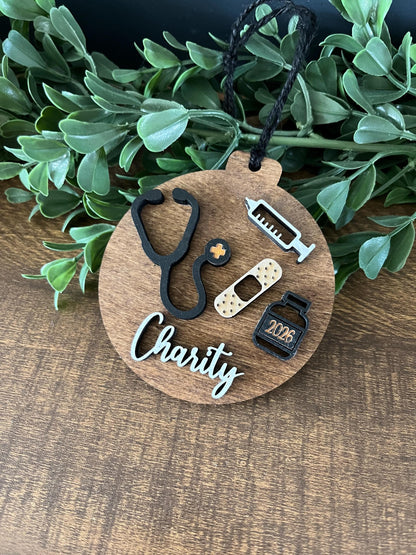 Personalized Wooden Nurse Ornament | Medical Graduation Keepsake, RN Gift