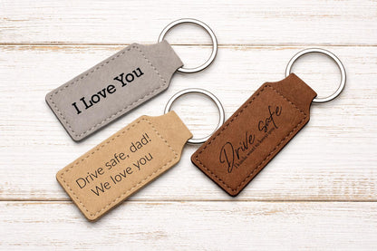 Personalized Faux Leather Keychain | Laser Engraved Custom Key Tag
