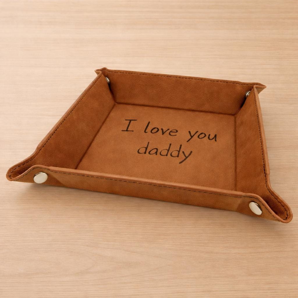 Personalized Faux Leather Valet Tray, Engraved Ring & Jewelry Organizer