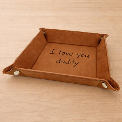 Personalized Faux Leather Valet Tray, Engraved Ring & Jewelry Organizer