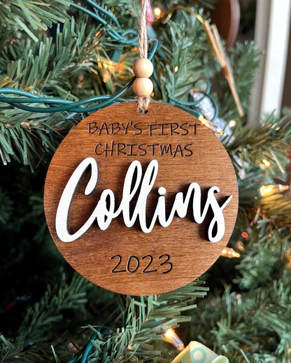 Baby's First Christmas Personalized Wood Ornament