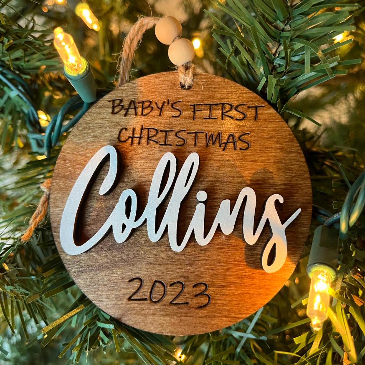Baby's First Christmas Personalized Wood Ornament