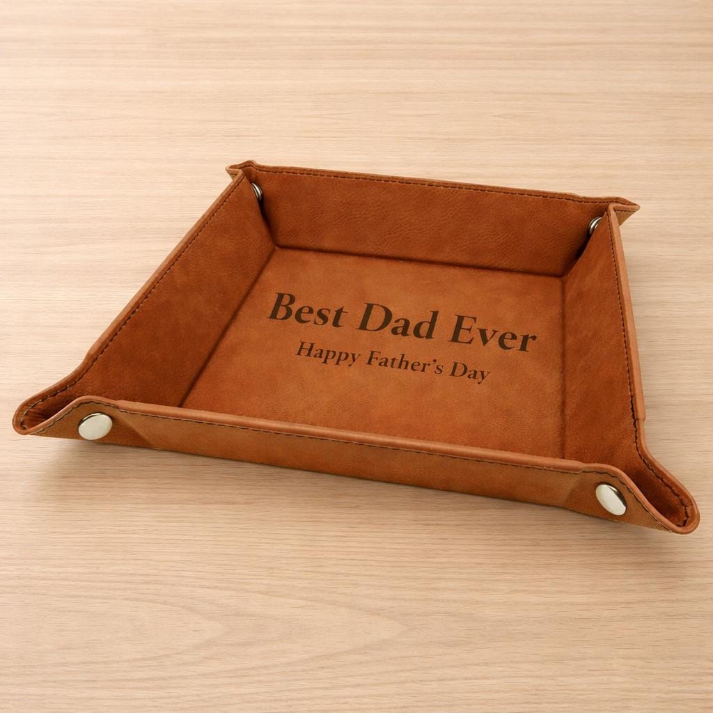 Personalized Faux Leather Valet Tray, Engraved Ring & Jewelry Organizer