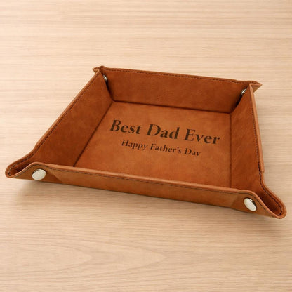 Personalized Faux Leather Valet Tray, Engraved Ring & Jewelry Organizer