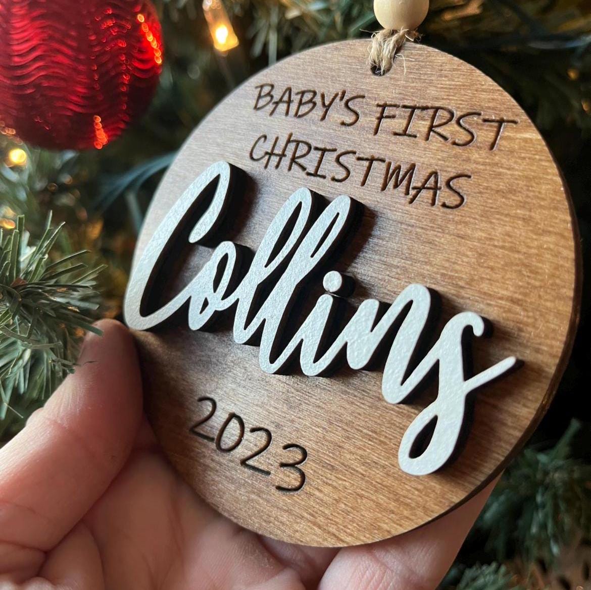 Baby's First Christmas Personalized Wood Ornament
