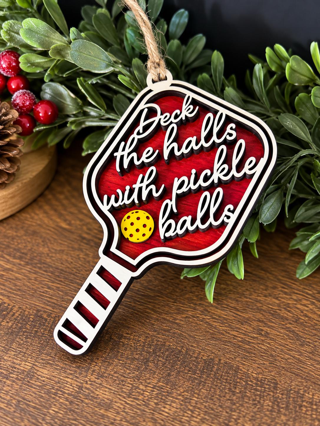 Pickleball Personalized Wood Christmas Ornament
