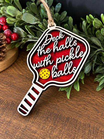 Pickleball Personalized Wood Christmas Ornament