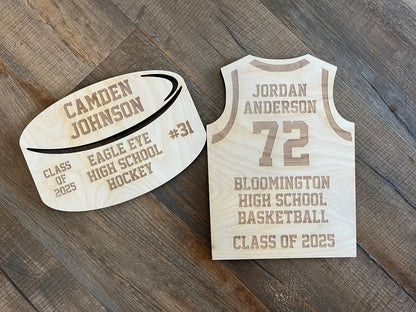 Laser Engraved Solid Wood Sports Plaques – Baseball, Basketball, Hockey Player Gifts