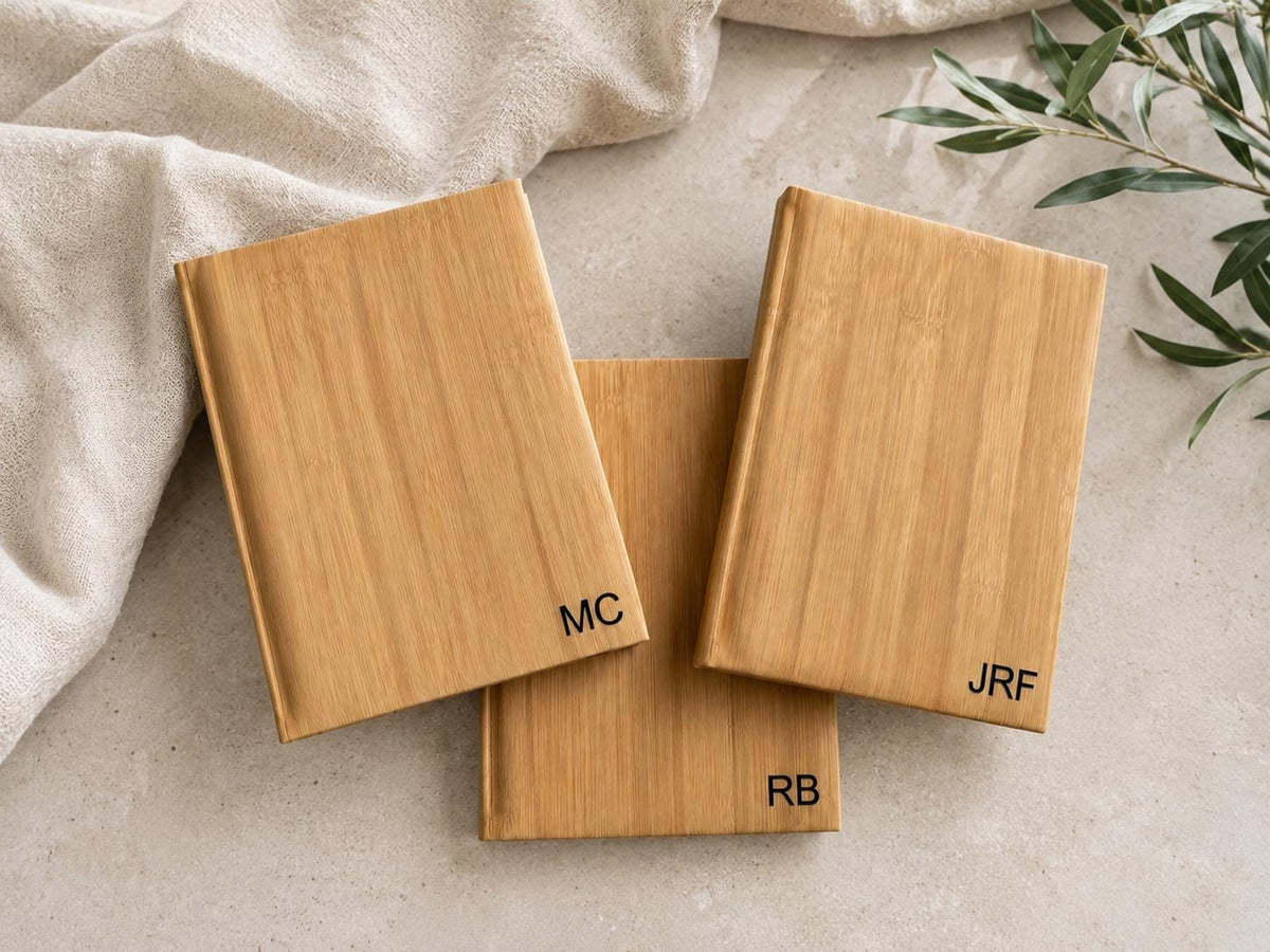 Personalized Bamboo Sketchbook | Custom Initial Journal