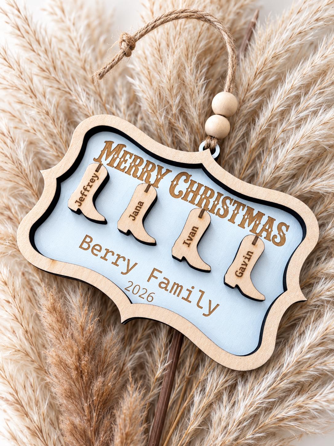 Personalized Western Family Christmas Ornament